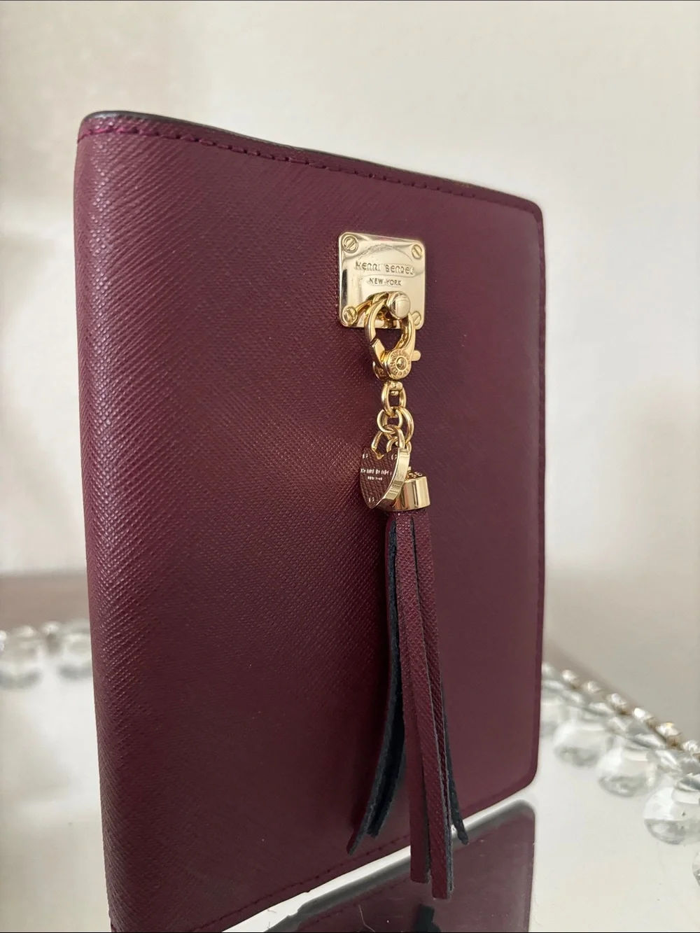 Henri Bendel Burgundy Tassel Leather Passport Wallet - Picture 6 of 8